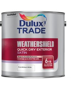 Dulux Trade Weathershield Quick Dry Exterior Satin - Pure Brilliant White - 2.5L