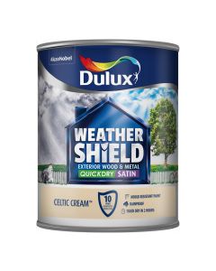 Dulux Weathershield Exterior Quick Dry Satin Paint - Celtic Cream - 750ml