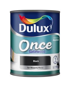 Dulux Once Satinwood Paint - Black - 750ml