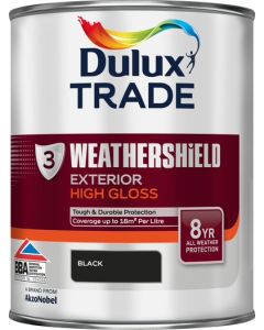 Dulux Trade Weathershield Exterior High Gloss - Black - 1L