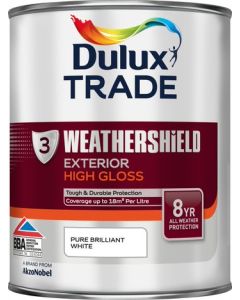 Dulux Trade Weathershield Exterior High Gloss -  Pure Brilliant White - 1L