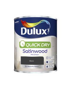 Dulux Quick Dry Satinwood Paint - Black- 750ml