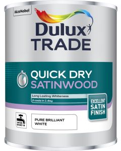 Dulux Trade Quick Dry Satinwood - Pure Brilliant White - 1L