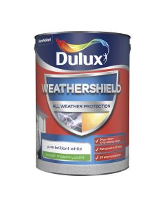 Dulux Weathershield Smooth Masonry Paint - Pure Brilliant White - 5L