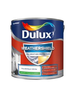 Dulux Weathershield Smooth Masonry Paint - Pure Brilliant White - 2.5L