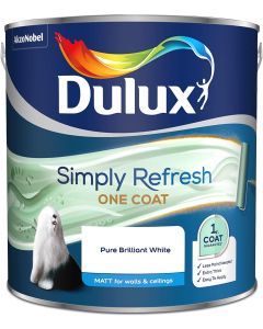 Dulux Simply Refresh One Coat Matt Emulsion Paint - Pure Brilliant White - 2.5L