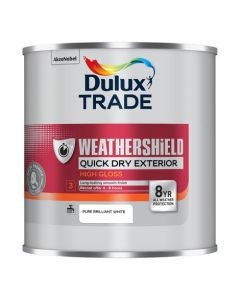 Dulux Trade Weathershield Quick Dry Exterior High Gloss - Pure Brilliant White - 1L