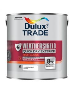 Dulux Trade Weathershield Quick Dry Exterior High Gloss - Pure Brilliant White - 2.5L