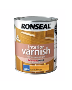 Ronseal Interior Diamond Hard Varnish (Satin) Medium Oak - 750ml