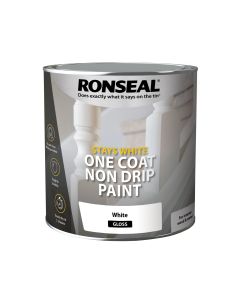 Ronseal Stays White Non Drip One Coat Paint - White (Gloss) 2.5L