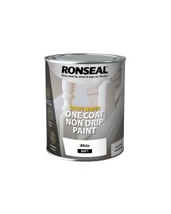 Ronseal Stays White Non Drip One Coat Paint - White (Matt) 750ml