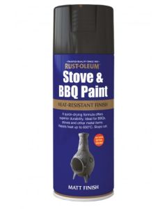 Rust-Oleum Stove & Bbq Heat Proof (Matt) Spray Paint - Black - 400ml