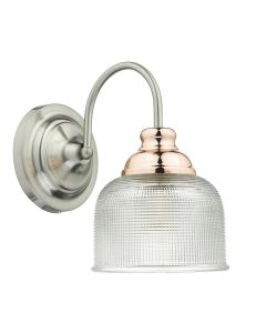 DAR WHA0746 Wharfdale Wall Light - Satin Chrome & Copper