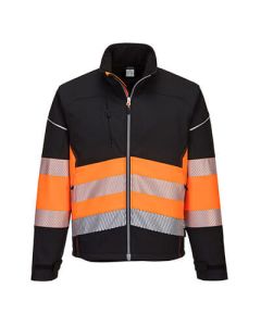 Portwest PW375 PW3 Hi-Vis Class 1 Softshell Jacket - Black/Orange - L