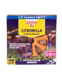 Zero In Citronella Terracotta Burner & 6 Coils