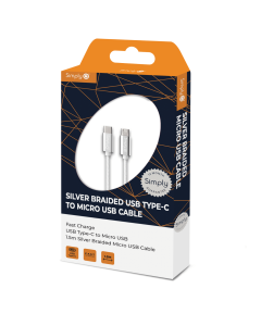 Simply TCMC02 Braided Type-C to Micro USB Cable 1.5M - Silver