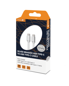 Simply TCTC02 Braided Type-C to Type-C Cable 1.5M - Silver