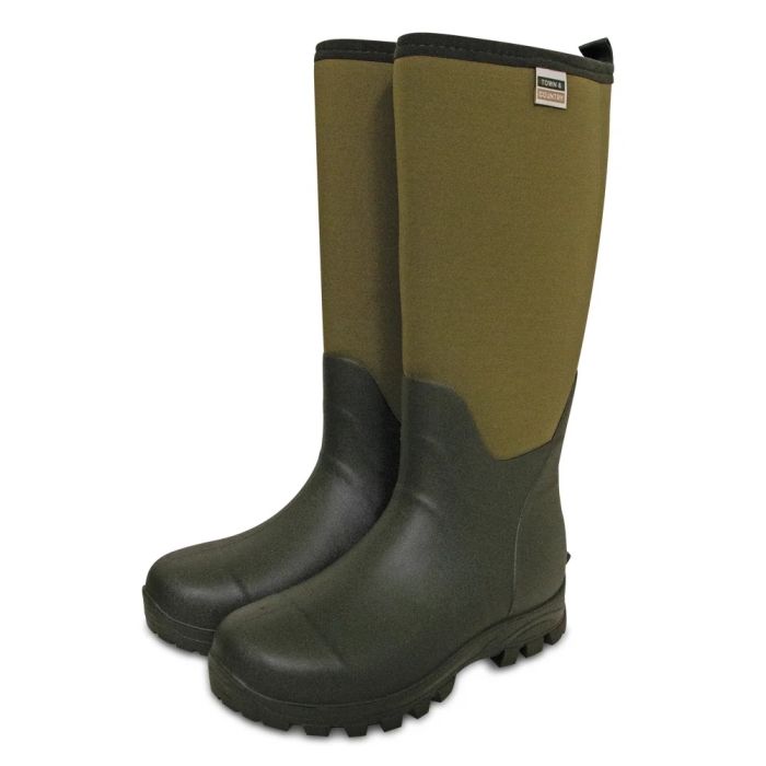 Town & Country Bainton Wellington Boots in green, size 5
